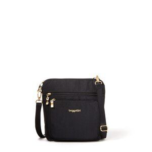 6905 Modern Pocket Crossbody, Black W/Gold Hardware